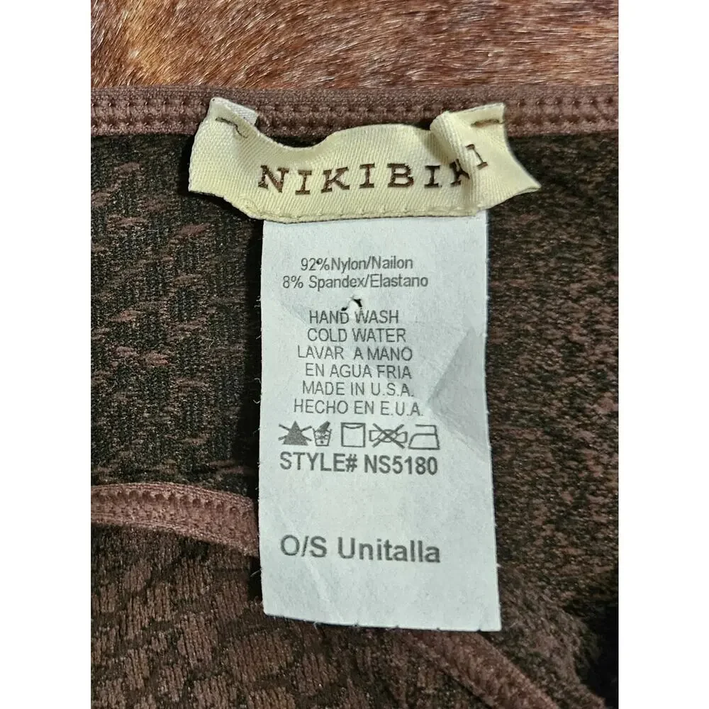 Vintage NikiBiki Y2K Long Tank Top Brown Animal Print Grunge Whimsigoth OS - Picture 6 of 8